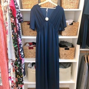 Navy Chiffon Maternity Gown!